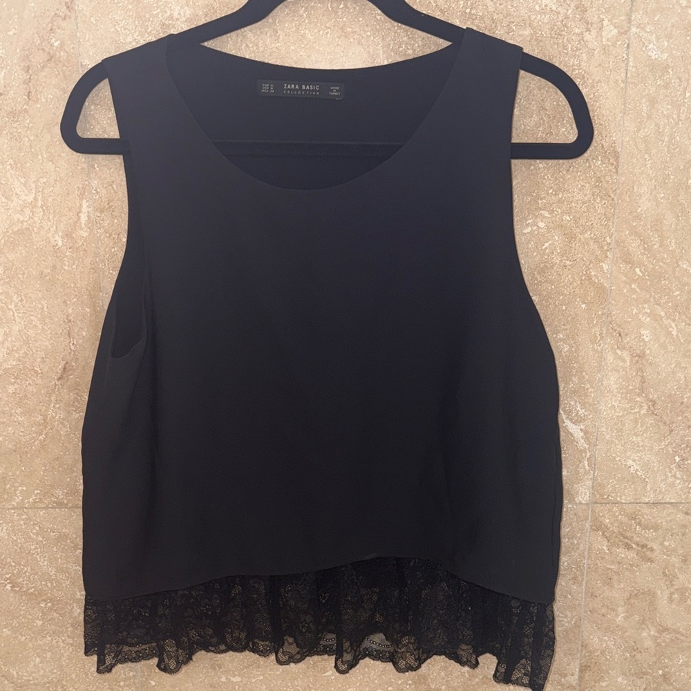 Zara Lace Lined Sleeveless Blouse Medium NWOT